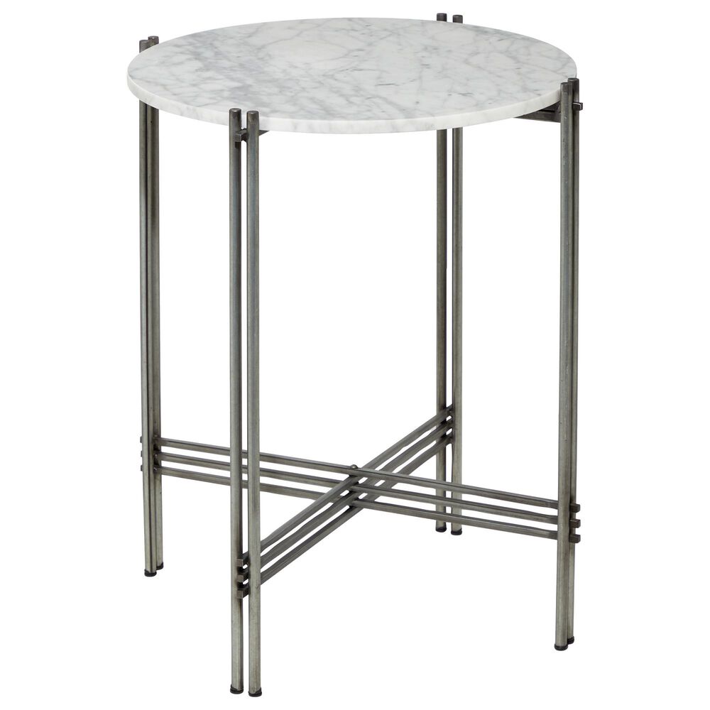 Maple and Jade Contemporary Accent Table in Silver and White, , large