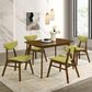 Armen Living Amaris 5-Piece Rectangular Dining Set with Olive Green Upholstery in Walnut, , large