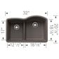 Blanco Diamond 32" 1-3/4 Reverse Double Kitchen Sink with Low Divide in Volcano Gray, , large