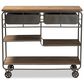 Baxton Studio Grant 2-Drawer Kitchen Cart in Oak Brown and Black, , large