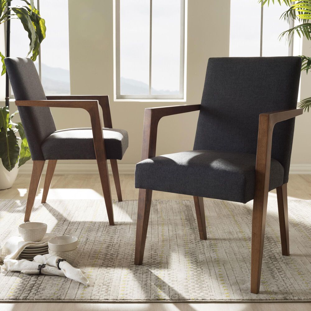 Baxton Studio Andrea Lounge Chair in Dark Grey (Set of 2), , large