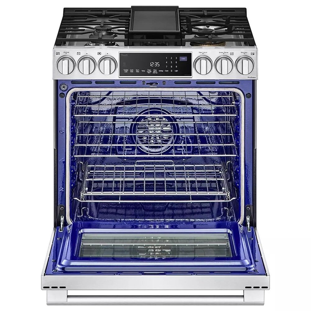 LG Studio 30" Smart Slide-in Dual Fuel Range with 5 Burners in Stainless Steel, , large