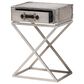 Baxton Studio William 1 Drawer Nightstand in Silver/Silver/Black, , large