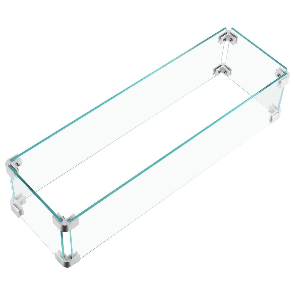 HOMLUX 23" Fire Pit Glass Flame Wind Guard with Aluminum Corner in Clear, , large