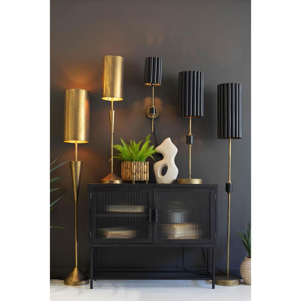 Kalalou Floor Lamp with Metal Barrel Shade in Antique Gold, , large