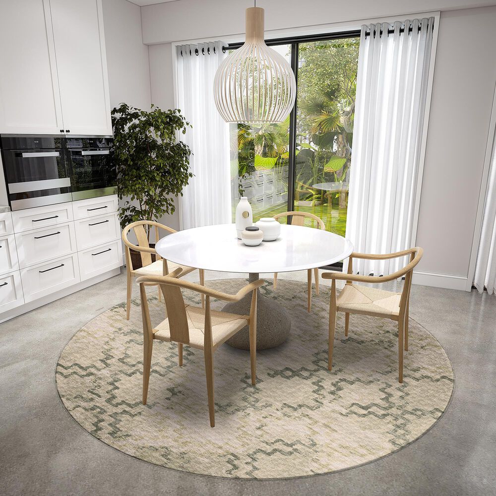 Dalyn Rug Company Sedona Geometric 10&#39; Round Moss Indoor/Outdoor Area Performance Rug, , large