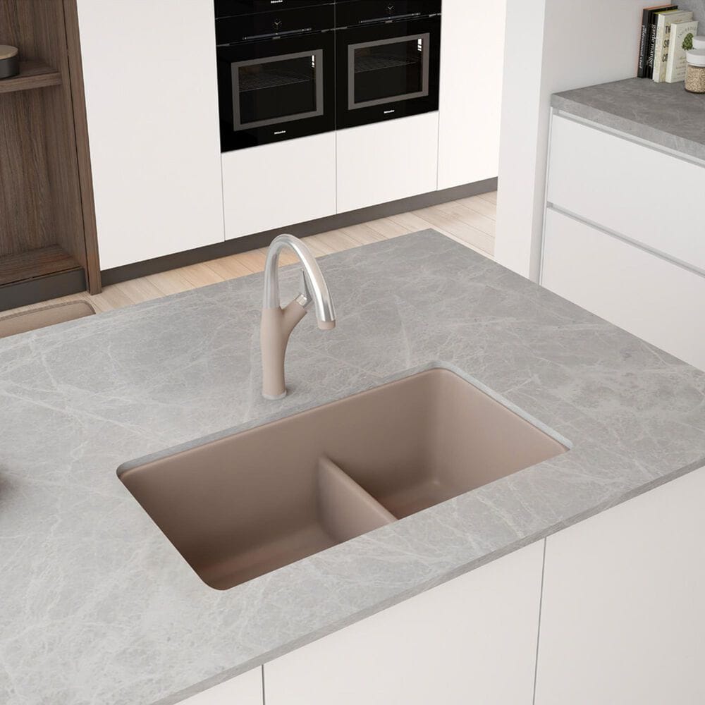 Blanco Precis Reversible 1-3/4 Double Bowl Kitchen Sink with Low Divide in Truffle, , large