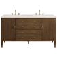 James Martin Vanities Myrrin 60" Double Vanity in Mid Century Walnut with 3 cm Arctic Fall Solid Surface Top, , large