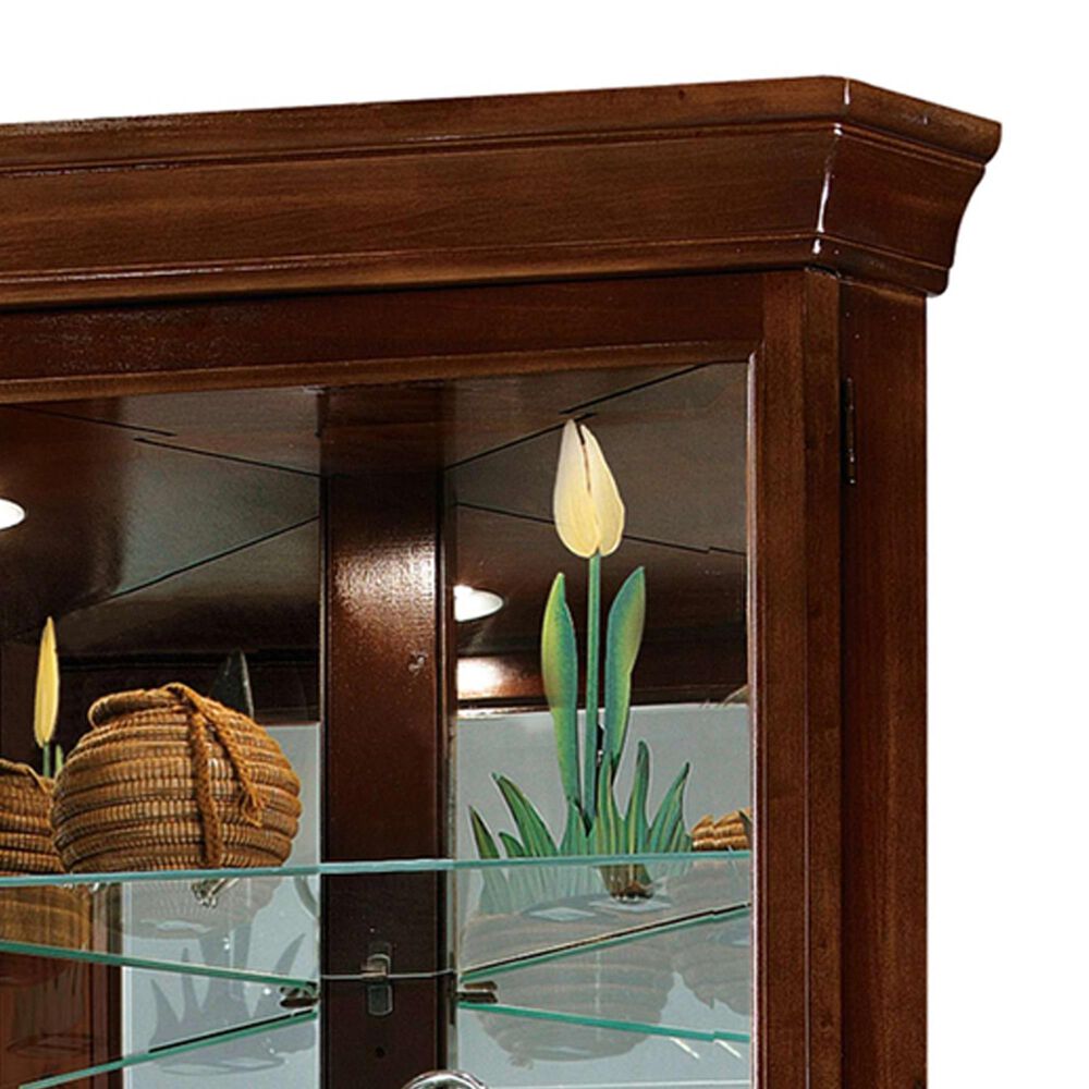 Howard Miller Drake Corner Curio Cabinet in Cherry Bordeaux, , large