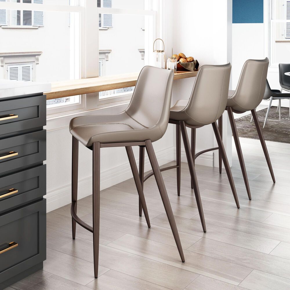 Zuo Modern Magnus Counter Chair in Gray/Dark Brown &#40;Set of 2&#41;, , large