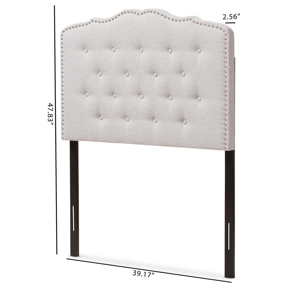 Baxton Studio Lucy Twin Upholstered Panel Headboard in Greyish Beige, , large