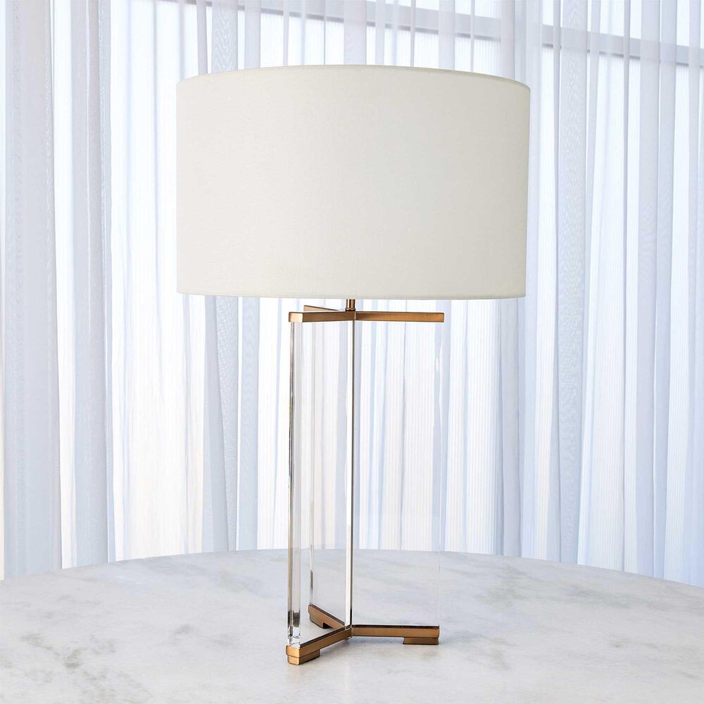 Global Views Y Table Lamp in Clear and Antique Brass, , large