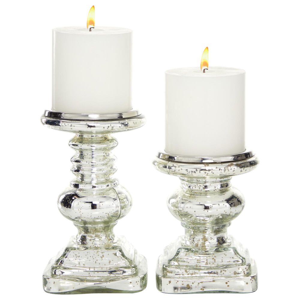 Maple and Jade 9&quot; Traditional Candle Holder in Silver &#40;Set of 2&#41;, , large