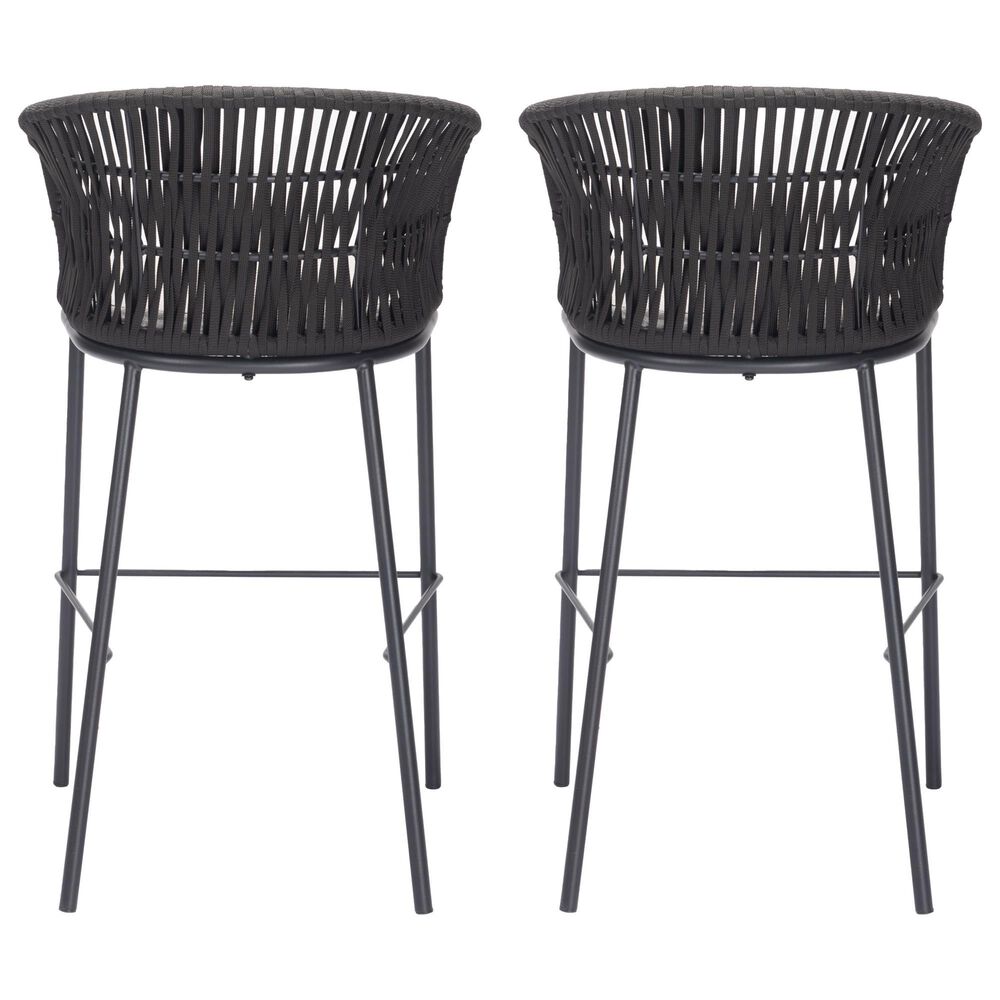Zuo Modern Freycinet Patio Barstool with Black Frame in Gray (Set of 2), , large