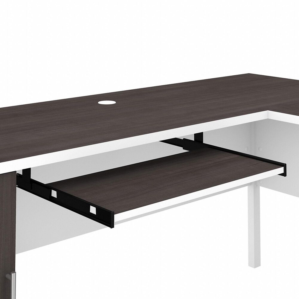 Bush Somerset 72&quot; L-Shaped Desk with Hutch in Storm Gray and White, , large