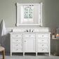 James Martin Vanities Brittany 60" Single Bathroom Vanity in Bright White with 3 cm Eternal Jasmine Pearl Silestone Top, Rectangular Sink and FreePower Wireless Charger, , large