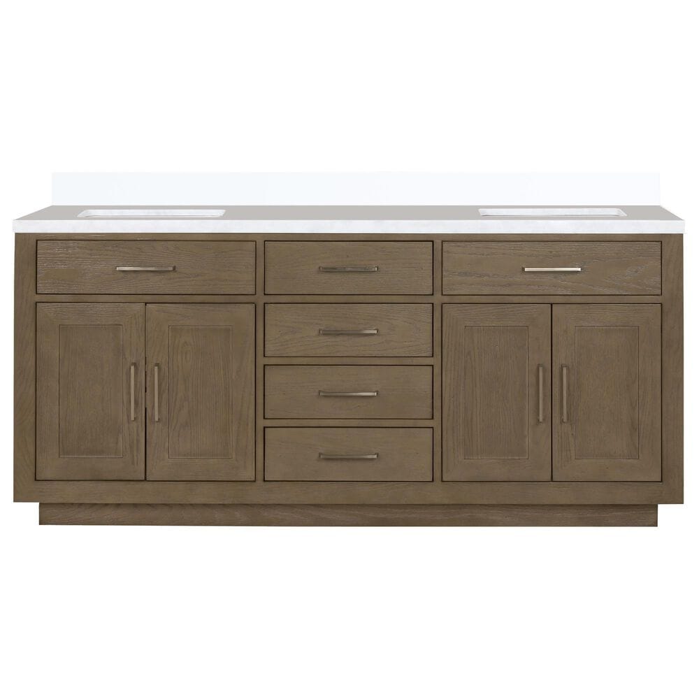 Lexora Home Abbey 72&quot; Double Bathroom Vanity in Grey Oak with 2 cm White Quartz Top and Rectangular Sinks, , large