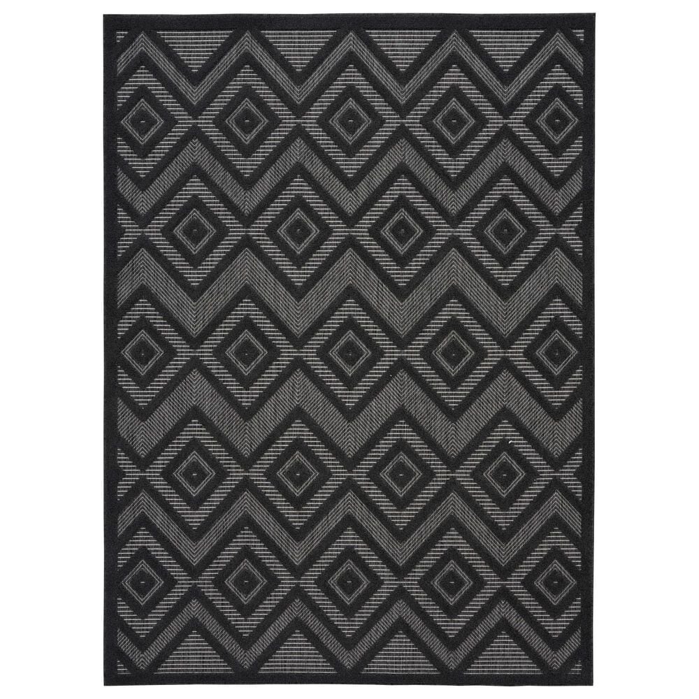 Nourison Versatile 4" x 6" Charcoal and Black Indoor/Outdoor Area Rug, , large