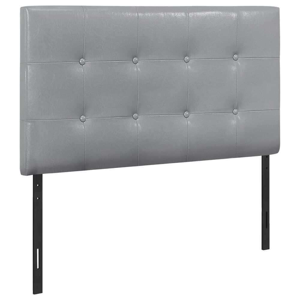 Monarch Specialties Twin Button Tufted Headboard in Grey, , large