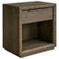 Furniture Worldwide Modern 1-Drawer Nightstand in Sable with Outlets USB Ports and Lighting, , large