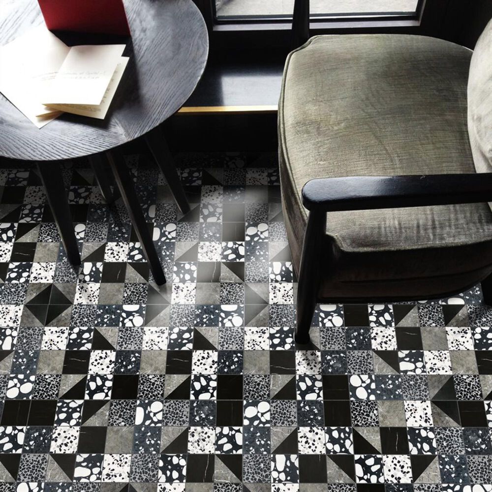 Soho Studio Elizabeth Sutton Terrazzi Raven 2.87" x 2.87" on 11.81" x 11.81" Mosaic Sheet, , large