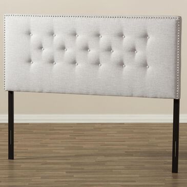 Baxton Studio Windsor Queen Upholstered Headboard in Greyish Beige, , large
