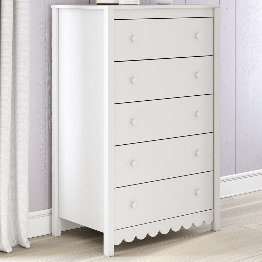 Ashley Hallityn 5-Drawer Chest in Matte White, , large