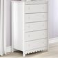 Ashley Hallityn 5-Drawer Chest in Matte White, , large