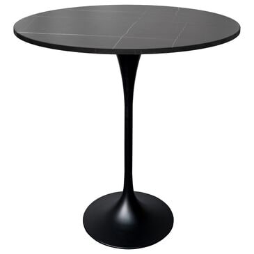 Leisuremod Verve 36" Round Bar Height Dining Table with Sintered Stone Top in Black - Table Only, , large