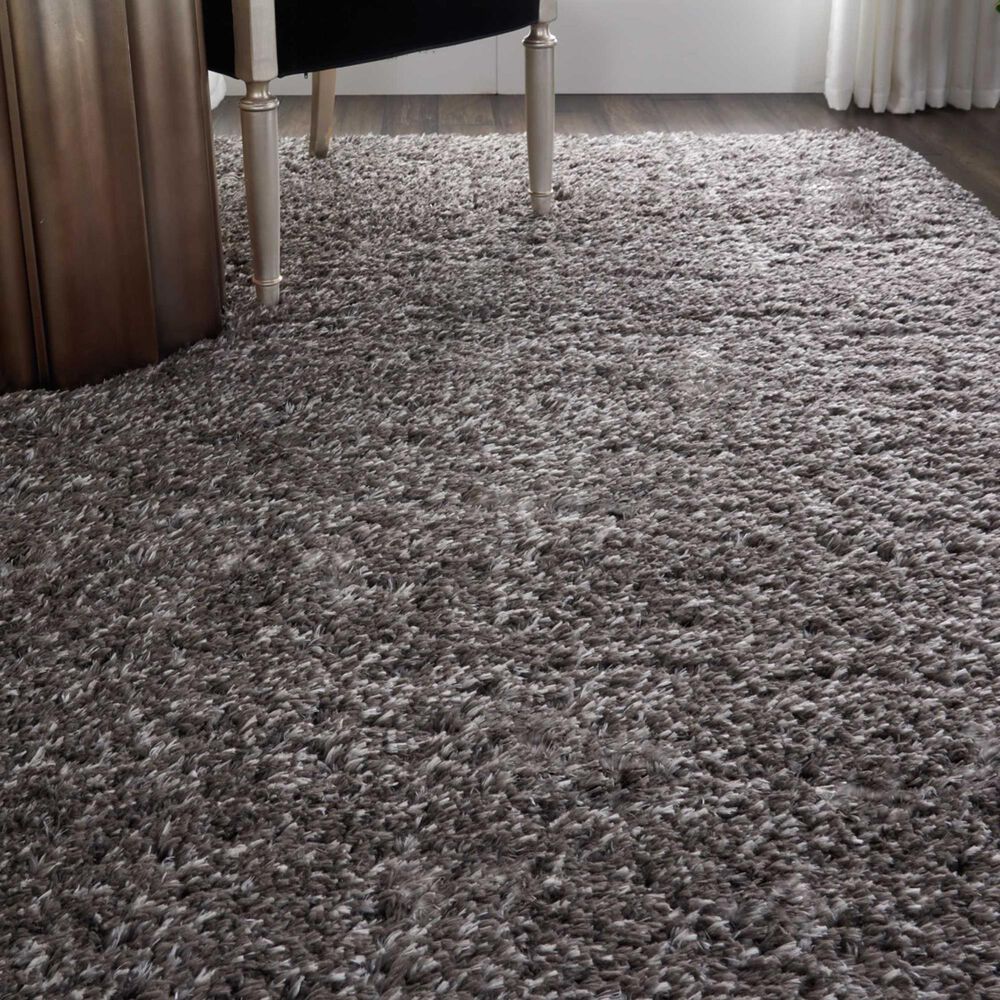 Nourison Luxe Shag LXS01 9&#39; x 12&#39; Charcoal Area Rug, , large