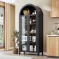 GARVEE 63" Arched Kitchen Pantry Cabinet in Black, , large