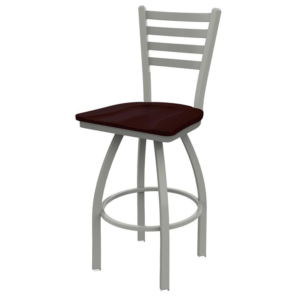 Holland Bar Stool 410 Jackie 36" Swivel Bar Stool with Anodized Nickel and Dark Cherry Oak Seat, , large