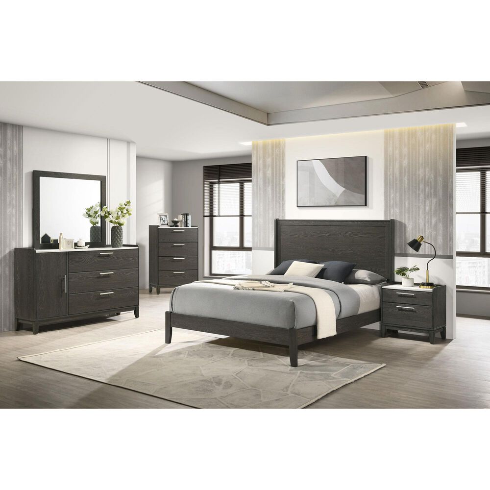 Lifestyle Enterprises 4-Drawer Dresser and Mirror in Dark Grey, , large
