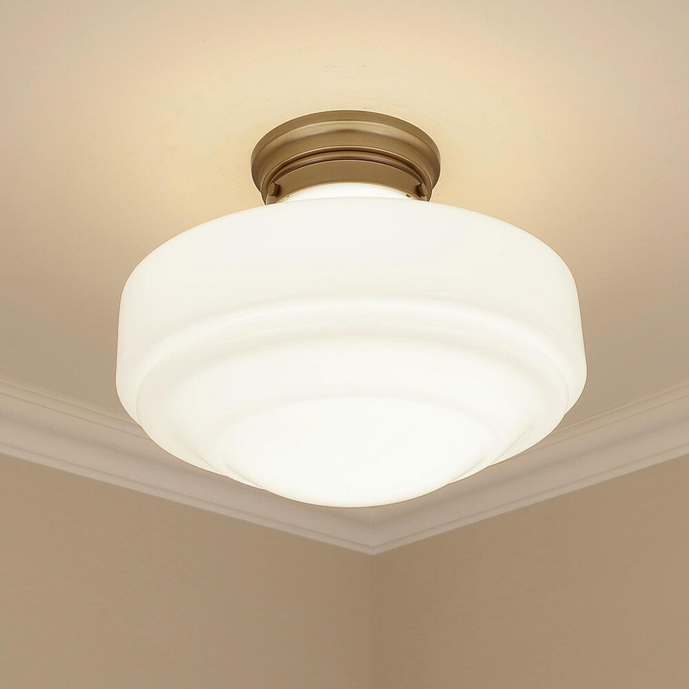 Golden Lighting Ingalls Large Semi-Flush with Vintage Milk Glass in Modern Brass, , large