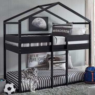 Signature Design by Ashley Flannibrook Twin over Twin House Loft Bed in Black, , large