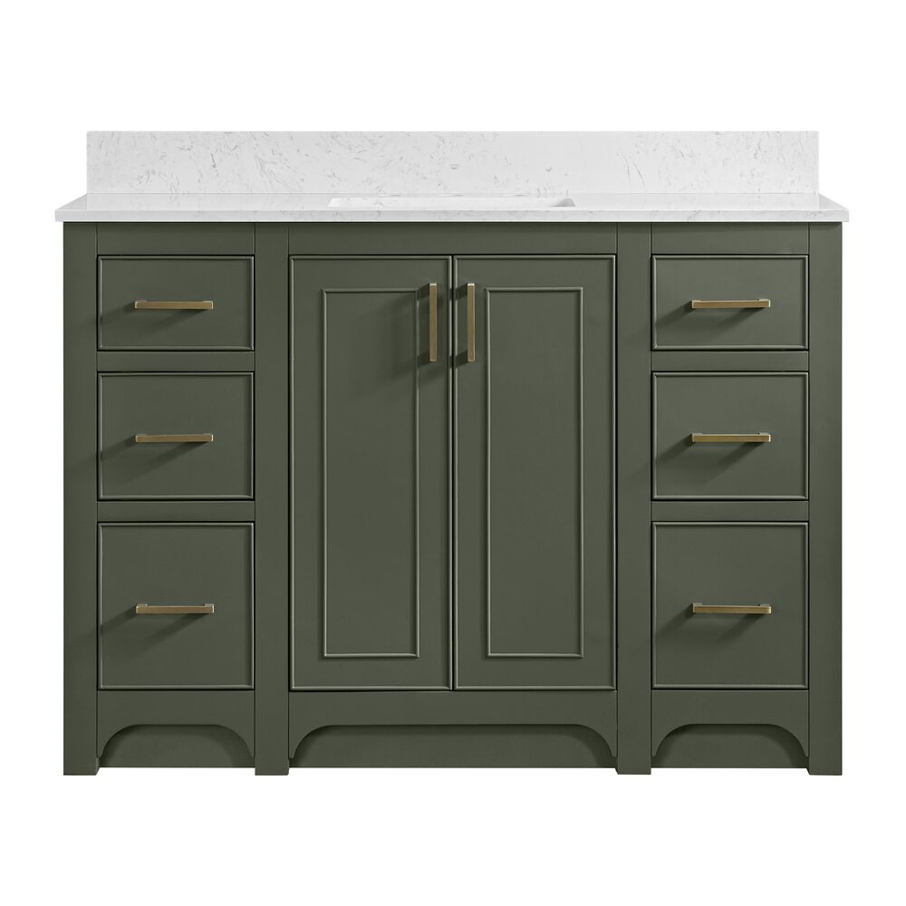 37B Lucerne 48" Single Bathroom Vanity in Deep Olive Green with Marble Top and Backsplash, , large