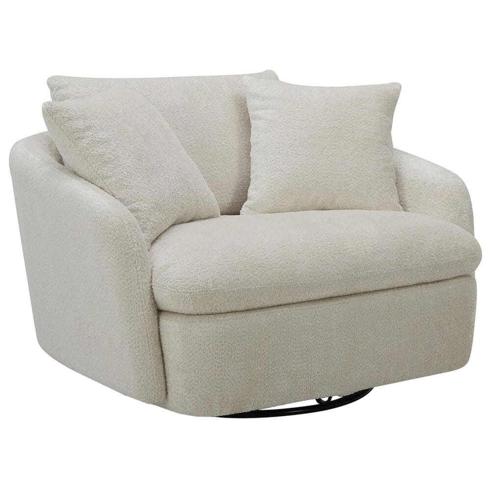 Simeon Collection Boomer Oversized Swivel Accent Chair in Utopia Sand, , large