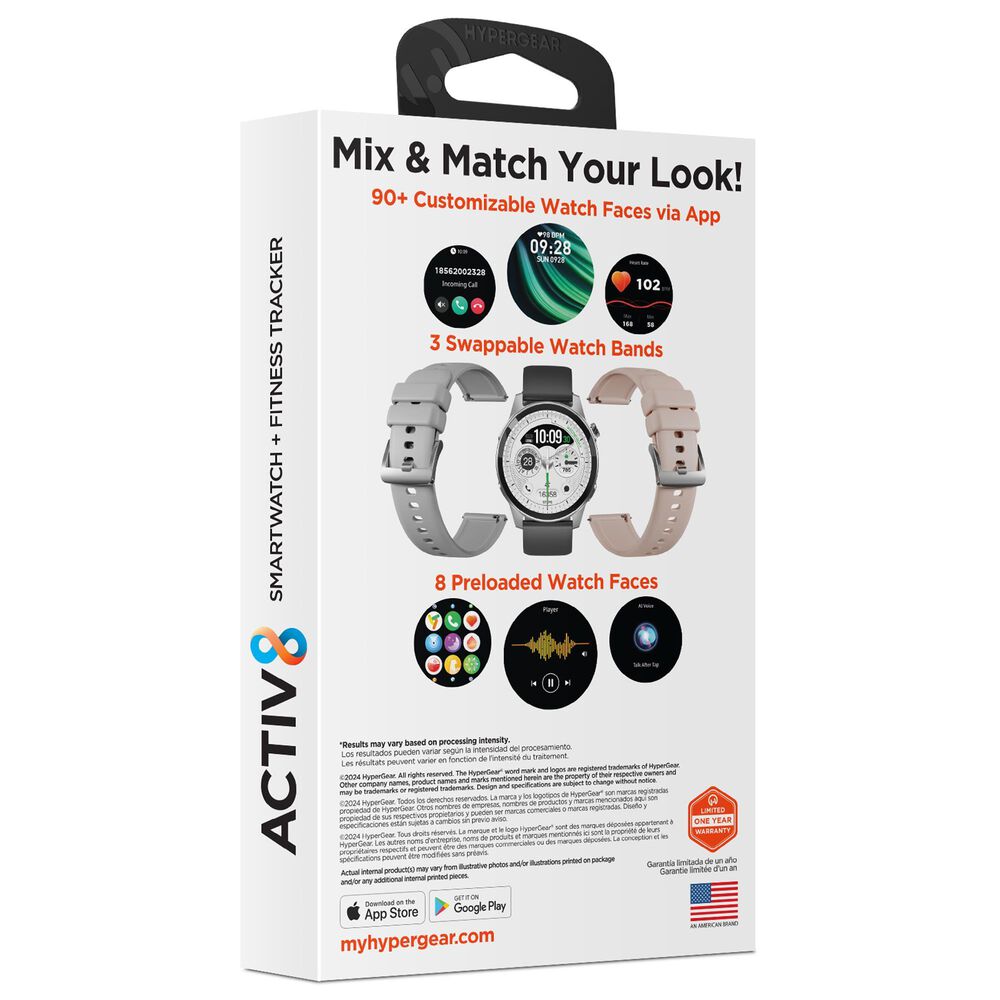 Hypercel ACTIV8 SMARTWATCH + FITNESS TRACKER, , large