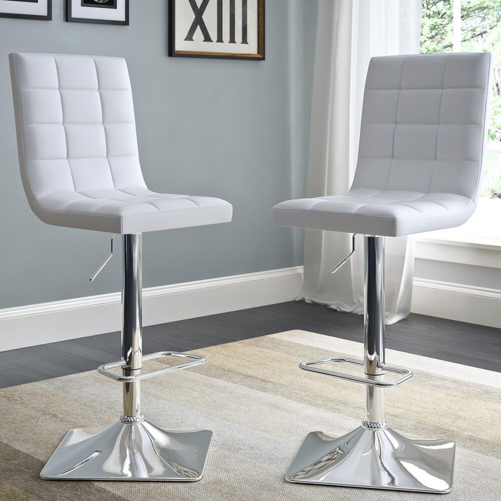 CorLiving Adjustable Bar Stool in White (Set of 2), , large
