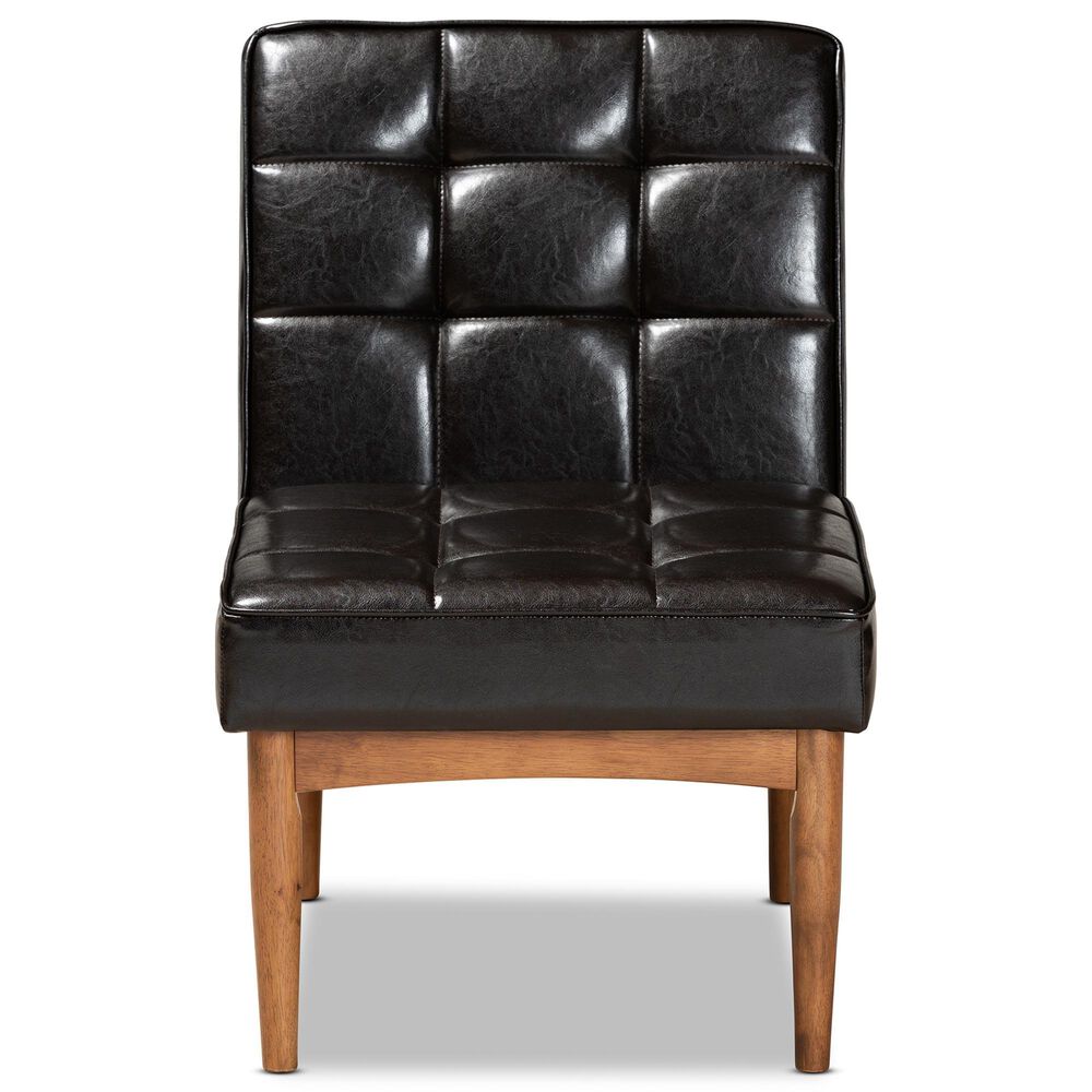 Baxton Studio Sanford Side Chair with Dark Brown Cushion in Walnut Brown, , large