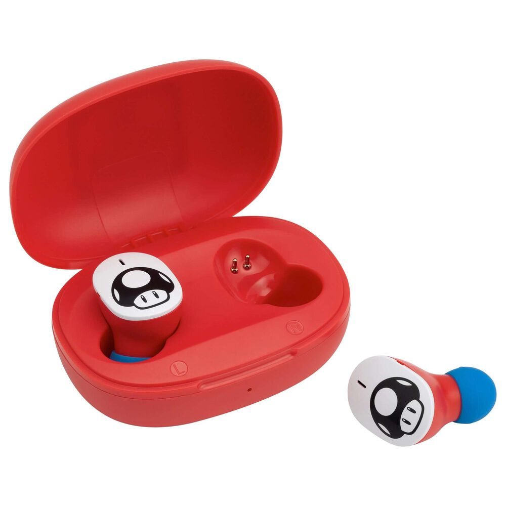 KIDdesigns Super Mario Bluetooth True Wireless Earbuds with Charging Case in Red, , large