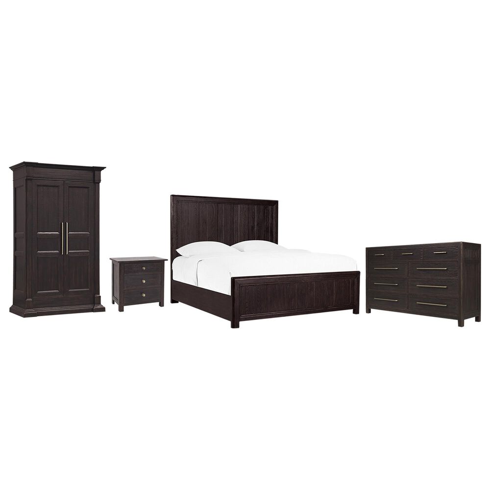 Hooker Furniture Driftwood 4-Piece King Panel Bedroom Set in Burnt Timber, , large