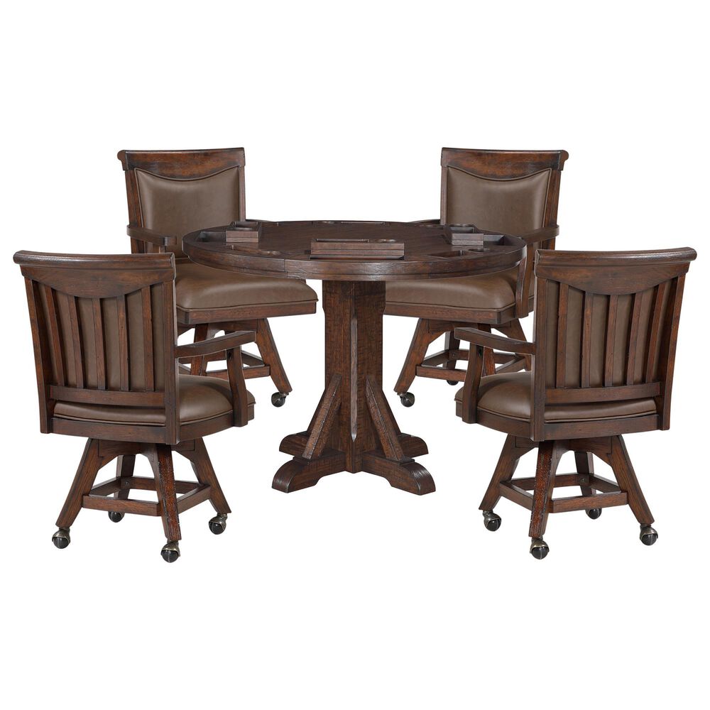 ECI FURNITURE Gettysburg 5-Piece Game Table Set in Distressed Dark, , large