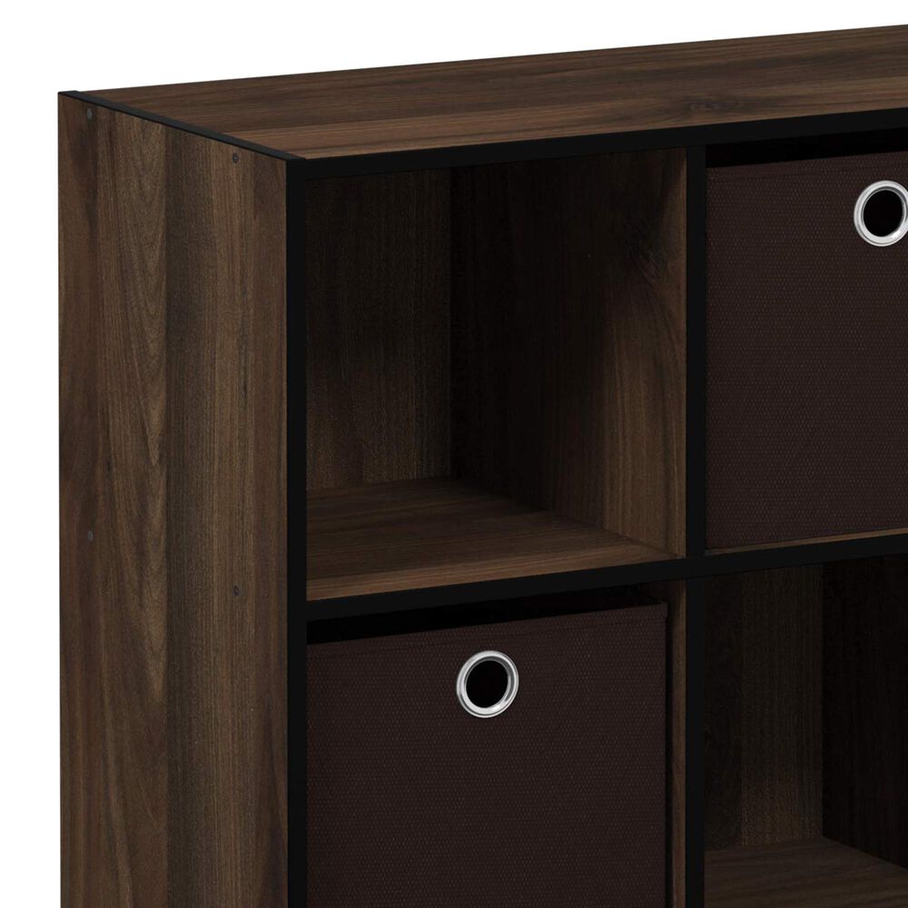HOMLUX 6-Cube Bookshelf Bookcase with Storage Bins in Columbia Walnut, , large