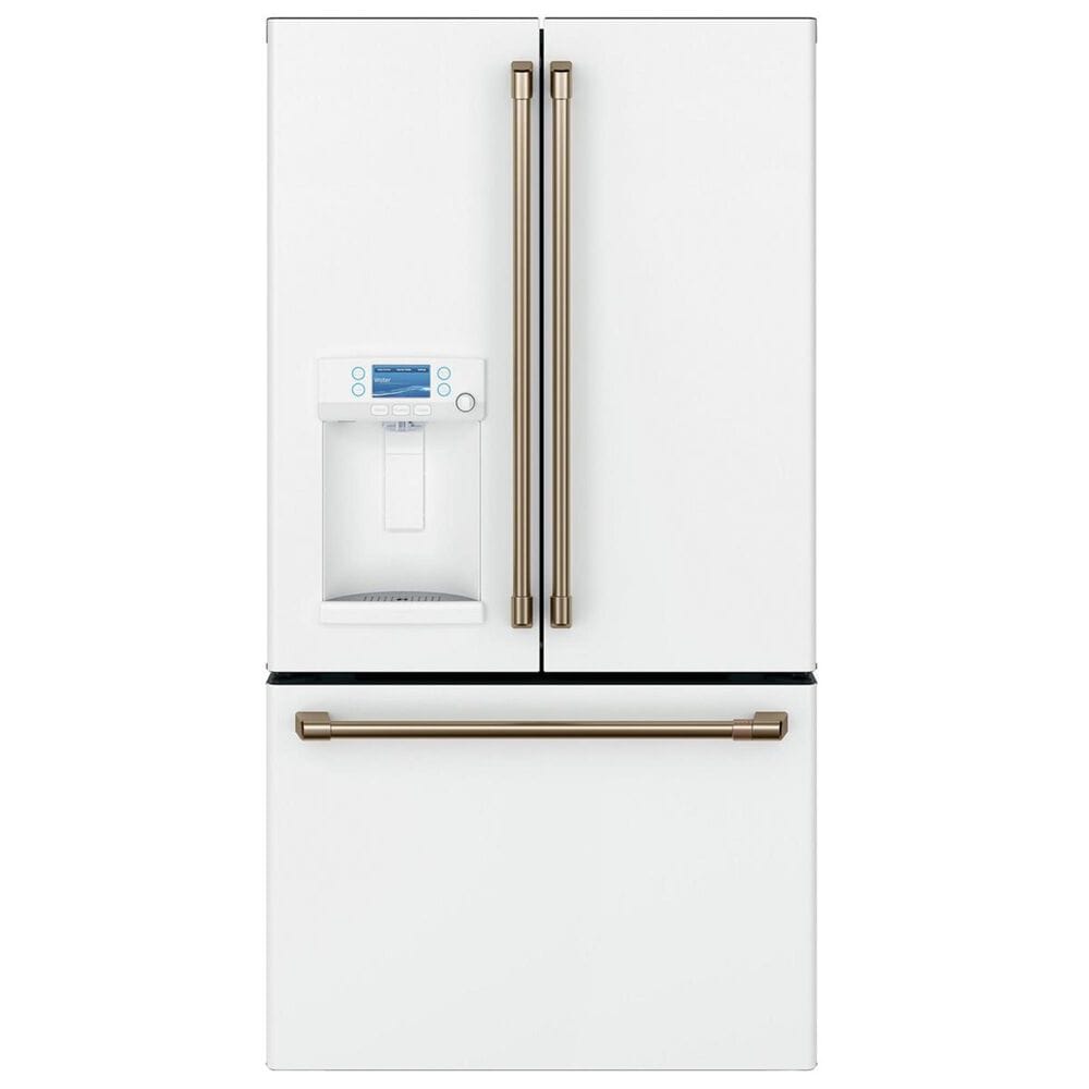Cafe 22.2 Cu. Ft. Counter Depth French Door Refrigerator in Matte White with Brushed Bronze Handle, , large