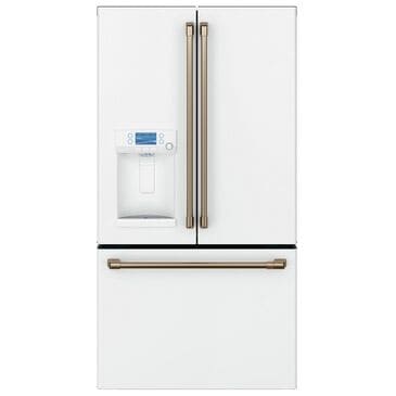 Cafe 22.2 Cu. Ft. Counter Depth French Door Refrigerator in Matte White with Brushed Bronze Handle, , large