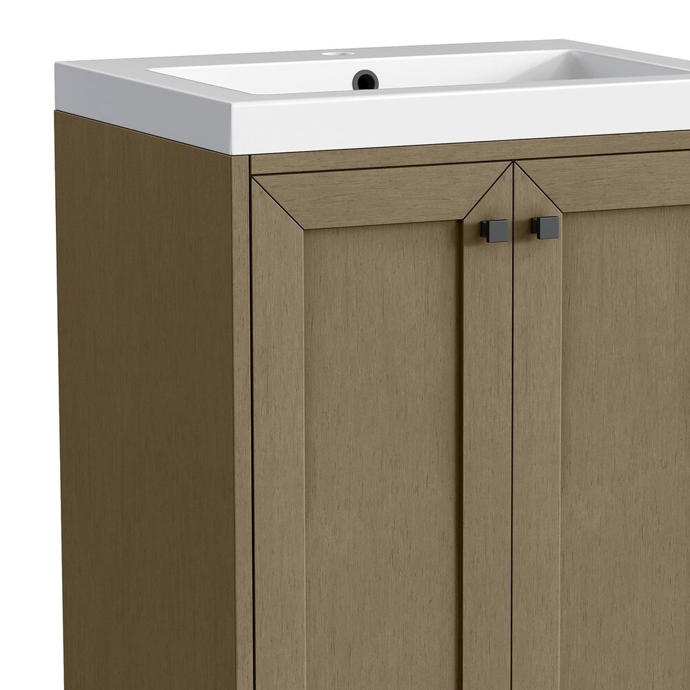 James Martin Vanities Chianti 24" Single Bathroom Vanity in Walnut Whisper and Champagne Brass with 2 cm White Glossy Composite Stone Top and Rectangular Sink, , large