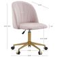 Linon Home Decor Adalynn Swivel Desk Chair with Blush Pink Cushion in Gold, , large