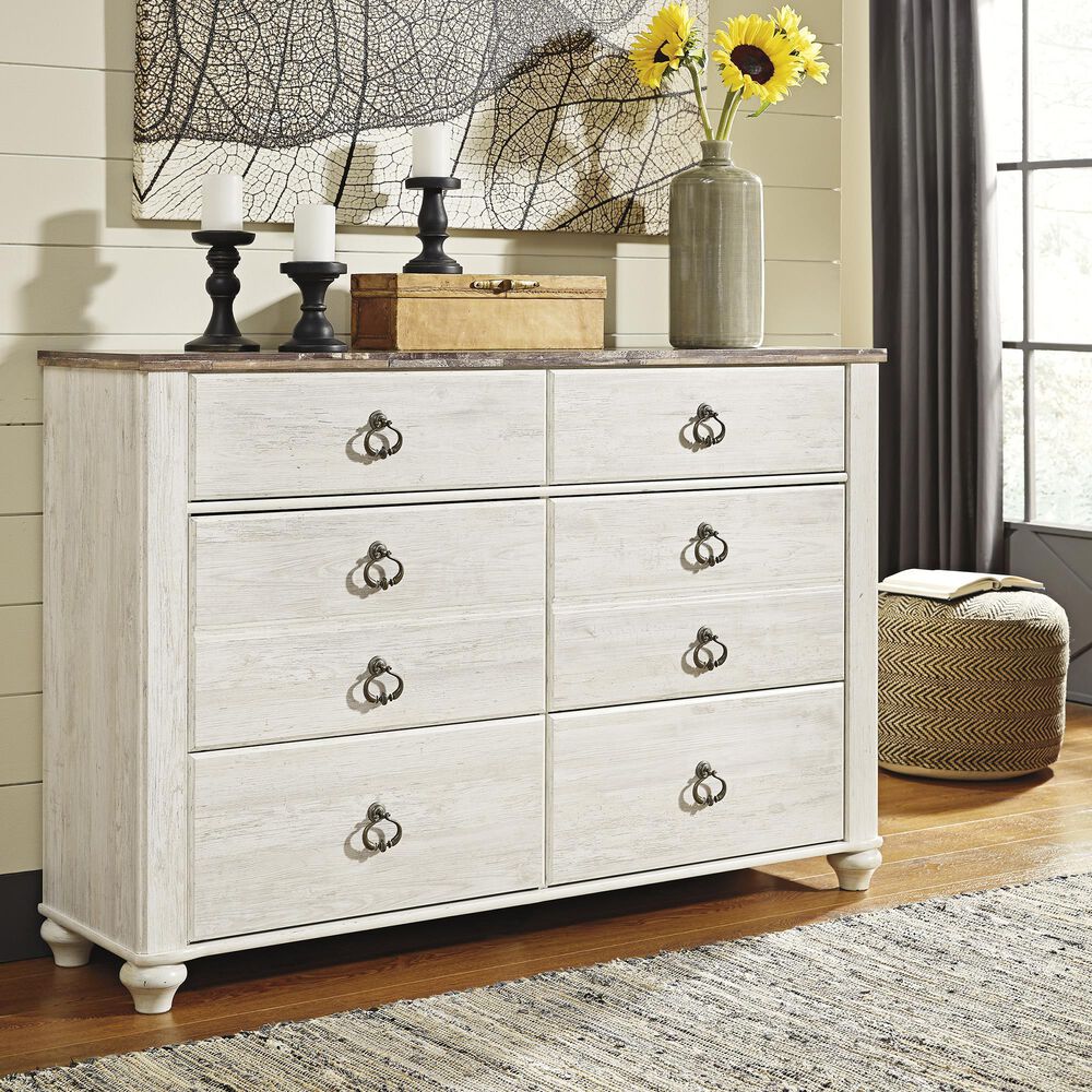Ashley Willowton 4-Piece King Bedroom Set in Whitewash, , large