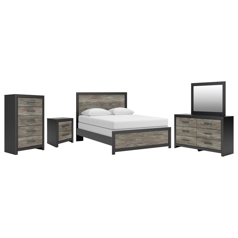 Ashley Broachmyn 5-Piece Queen Panel Bedroom Set in Black and Gray, , large